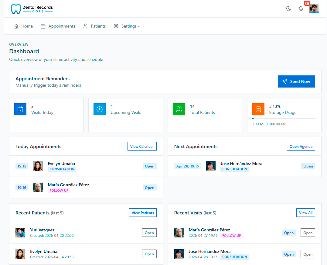 Dental Records Core Dashboard